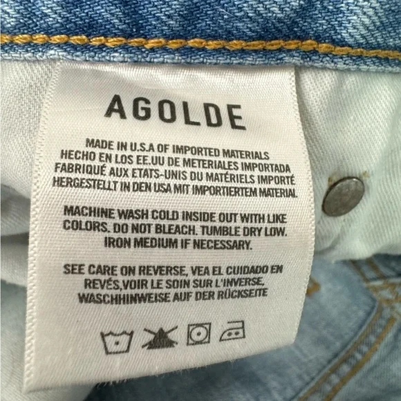 Agolde Riley High Rise Straight Crop Jeans Distressed Size 27 - Picture 15 of 16
